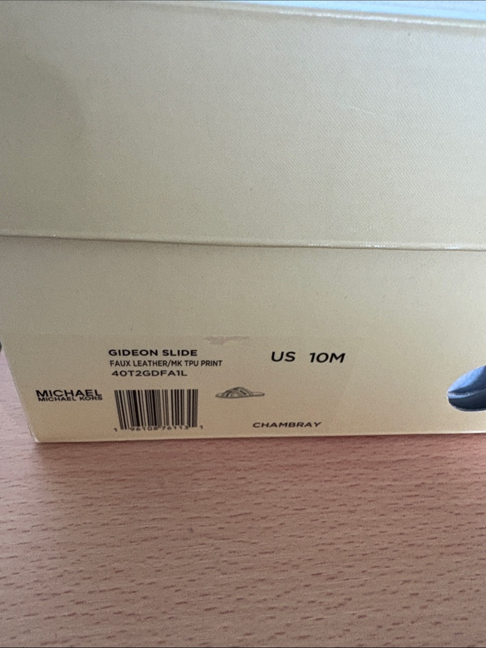 Michael Kors Dusty Blue Crisscross MK Logo Slides - Picture 5 of 5